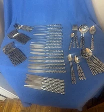 APPLIQUE oneida stainless FLATWARE 85 pieces