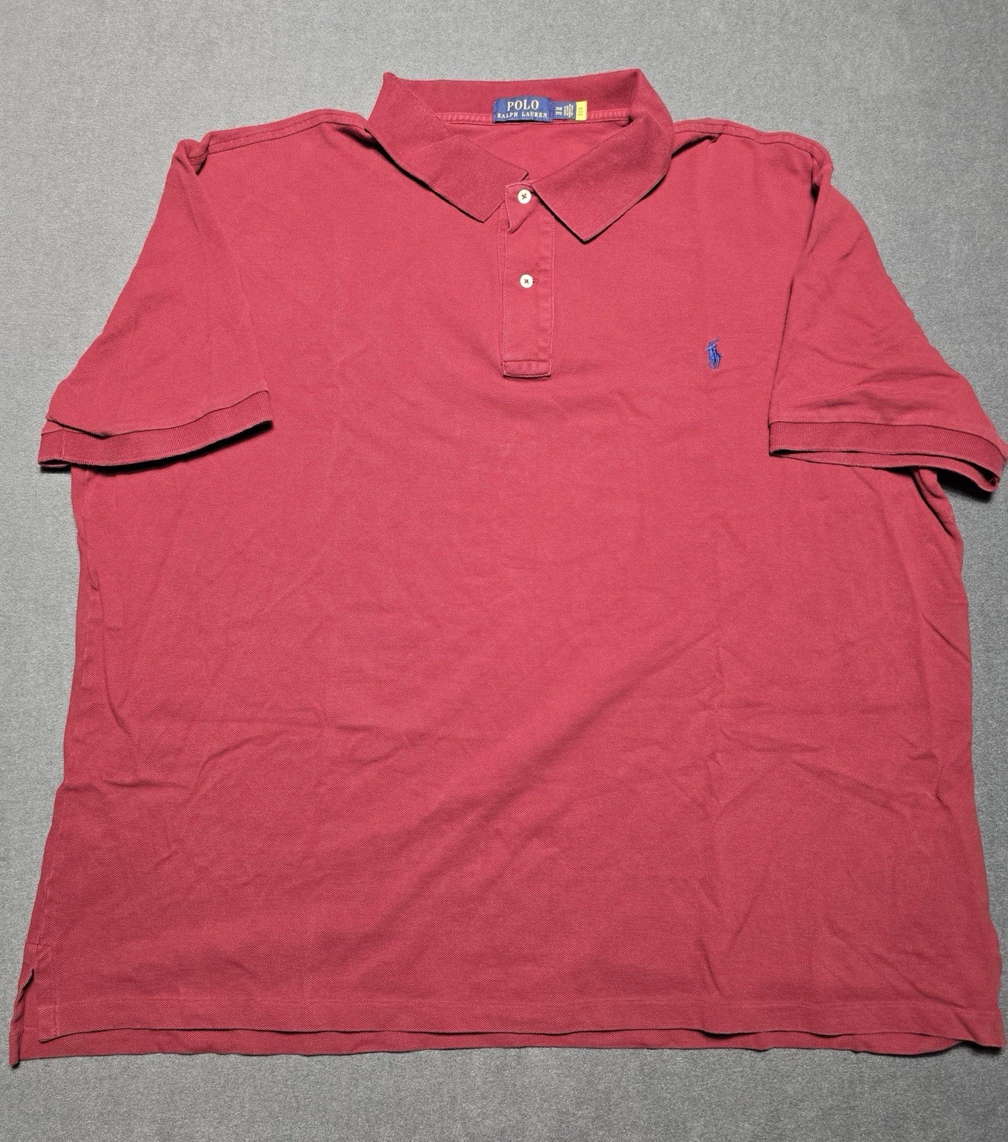 Polo Ralph Lauren vintage camicia uomo grande e alta 3XB rossa manica corta blu pony