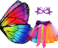 3Pcs Toddler-Butterfly-Wings Costumes with Tutu for Girls Dress up Clothes