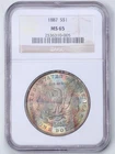 1887 $1 Morgan Silver Dollar MS65 NGC 2536310-005 End-of-Roll Toned