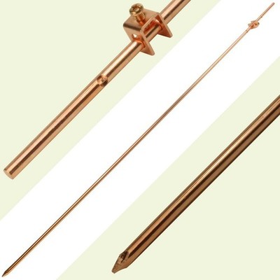 Skywalker - 4ft Ground Rod with Attached Wire Clamp | Copper Grounding Gold 