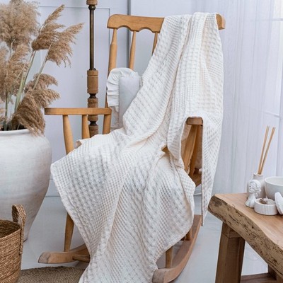 SALE - 100% Baumwolle Überwurf für Sessel Sofa, Einzelbett 120x180 cm weiß