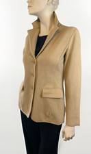 LAUREN Ralph Lauren Cotton Knit Blazer Womens L Birch Tan 225 NWT