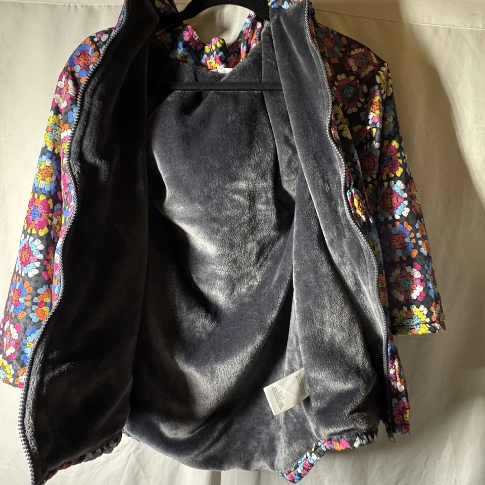 Abrigo Penelope Mack Talla 12 Rosa Vellón Forrado de Felpa Con Capucha Cremallera Completa Caleidoscopio Foto 3 de 4