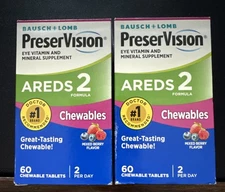 2 PreserVision AREDS 2 Formula Eye Vitamin & Mineral 60 Chewables, Exp 12/2025