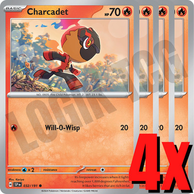 4x Charcadet 032/191 x4 - Surging Sparks - Pokemon TCG - Playset