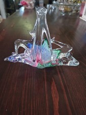 Vintage Murano MCM Centerpiece Basket Art Glass Stretched Glass Colors - B1090