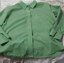Foxcroft Wrinkle Free Green Button-Up Shirt 55% Cotton 45% Polyester Plus 14W