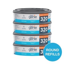 Diaper Genie Essentials 4 Pack Refills Unscented 320 Count Odor Control Bags