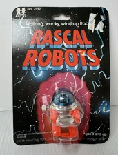 1978 Rascal Robot Blue Head Silver Wind Up Tomy Vintage Figure New Sealed