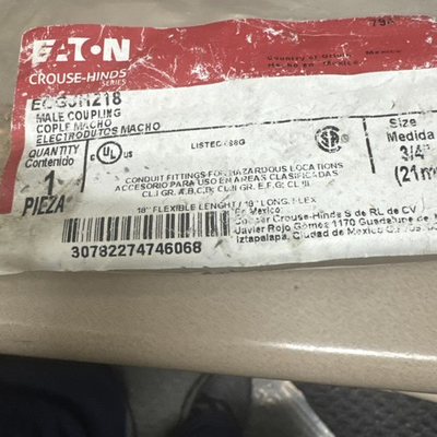 #ad CROUSE HINDS ECGJH218 EXPLOSION PROOF FLEXIBLE COUPLING 3 4quot; X 18quot; MALE NPT $236.79