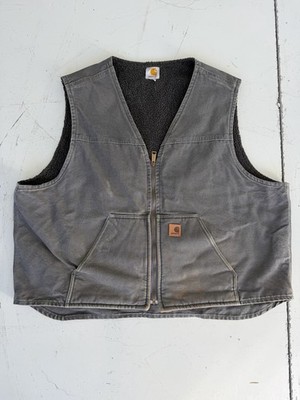 Carhartt Men's Fleece Lined Vest Grey Size XXXL