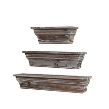 3 PCS Rustic Wood Wall-Mounted Shelves Hanging Decorative Storage Display Shelf