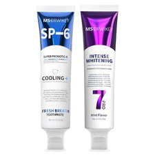 MSDRWIKEY SP-6 Cooling Toothpaste & 7-Pro Whitening Toothpaste - 2-Packs