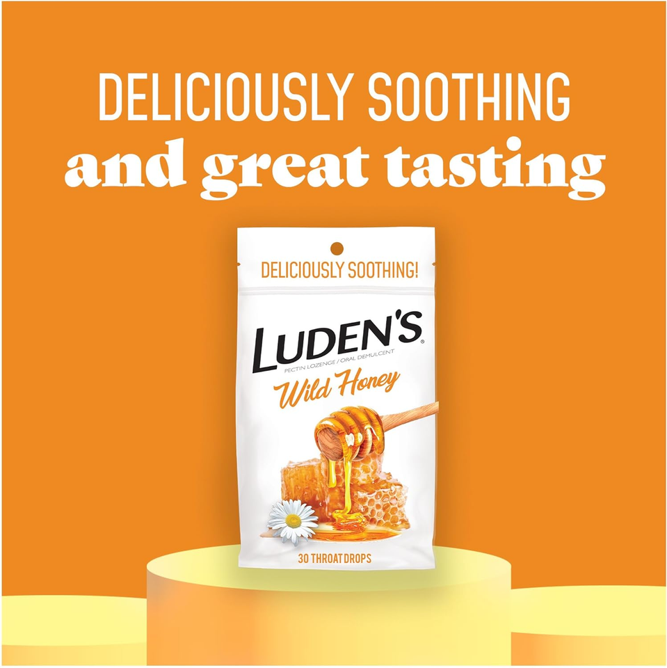 Luden'S Deliciously Soothing Throat Drops, Wild Honey Flavor, 30 Count