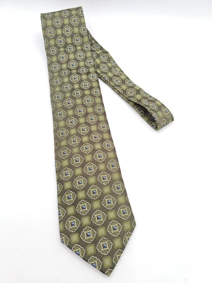 🇺🇲 John W Nordstrom Mens Green Geometric Silk Tie Made In USA 59x3 5/8 - Image 4 of 4