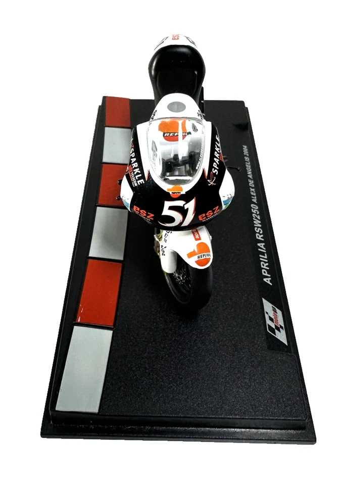 MODELLINO MOTO DIECAST  APRILIA RSW 250 ALEX DE ANGELIS 2004 1/24 - Immagine 3 di 4