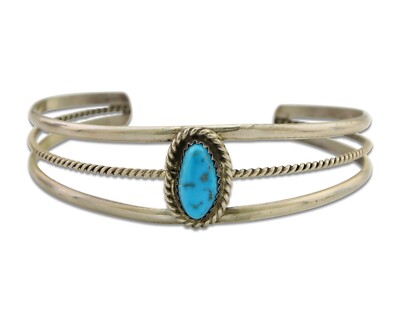 Navajo Cuff Bracelet 925 Silver Turquoise Cuff Artist Signed EG C.80's
