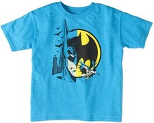 DC Comics Youth Boys Blue Batman Split Character BaT Signal Tee Shirt XS 4-5 