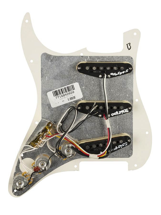 Plaque blanche Fender Tex Mex originale pré-câblée avec 3 micros pour Stratocaster