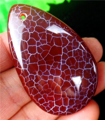 48x30x7mm Brown&White Fire Dragon Veins Agate Teardrop Pendant Bead AD66393