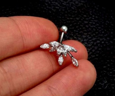 16g Lotus Flower belly button ring elegant naval ring 6 8 10mm rose gold silver