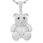 Gold Over Sterling Silver CZ Pave Puffed Teddy Bear Pendant 1.1"