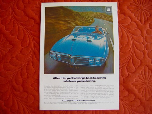 1967 PONTIAC FIREBIRD 400 CONVERTIBLE - Original  Print Car Ad - Excellent Cond