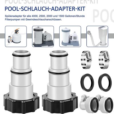 4Stück Ø 32/38 mm Schlauchanschluss Pool Bypass Solar Schlauchtülle Adapter