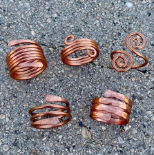 Solid Pure Copper Minimalist Healing Ring, Handmade Unisex, Set of 5 Assorted