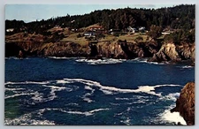 Vintage Postcard CA Little River Heritage House Cliffs Waves Chrome