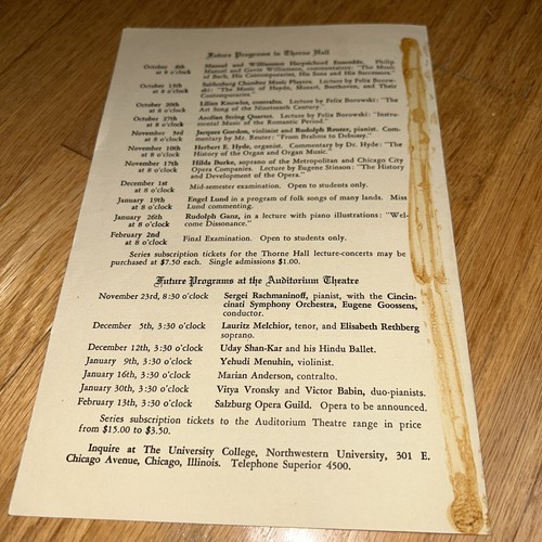 1937 THE CHICAGO A CAPPELLA CHOIR Program, CHICAGO- NORTHWESTERN UNIVERSITY - Picture 6 of 8