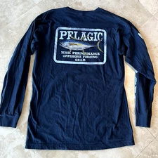Pelagic Mens Shirt Medium Navy Blue Long Sleeve Fishing Outdoor Activewear