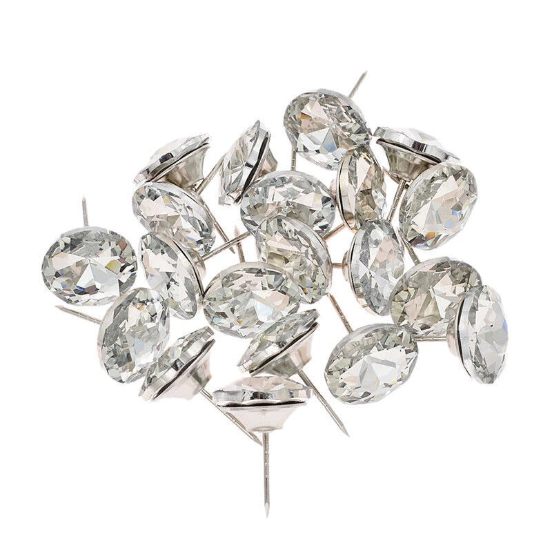 20x Diamond Pattern Crystal Studs Upholstery Nails Button Tacks Pins Wall Button - Image 4 of 4