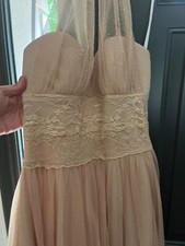 Short Gown Bow Dress size 11/12 Color, Gold, Use only one time