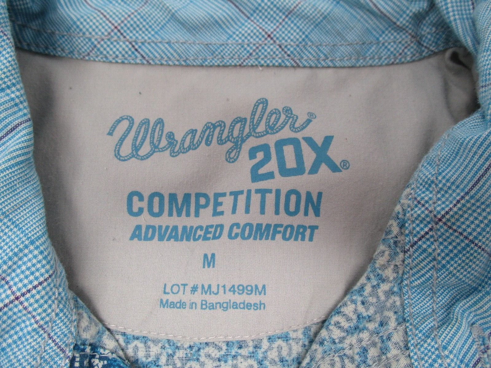 Wrangler 20x Competition Shirt Long Sleeve Medium Cowboy Rodeo Teal Blue Western thumbnail 6