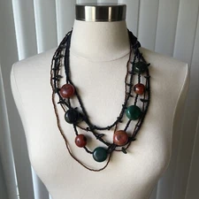 Gorgeous Multi-Material Layered Necklace with heavy-duty bead stringing