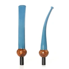 2pcs Bent Vulcanite Stem For Freehand Tobacco Pipe Ebonite Cumberland Mouthpiece