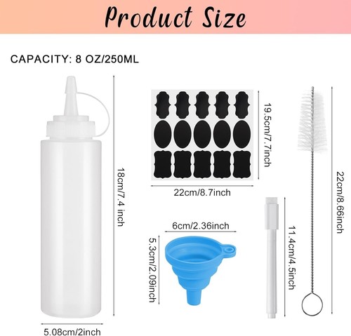 36 Pack 8 oz Condiment Squeeze Bottles Bulk, Plastic Leak Proof Multipurpose ... - 第 3/7 張圖片
