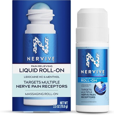 Nervive Nerve Care, Pain Relieving Roll on Liquid, Max Strength No-Mess Topical 