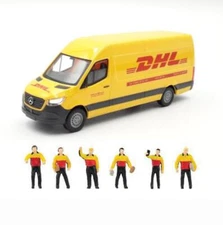 HO 1/87 BUSCH MB Sprinter DHL High-Roof Cargo Van+FALLER Parcel Delivery Carrier
