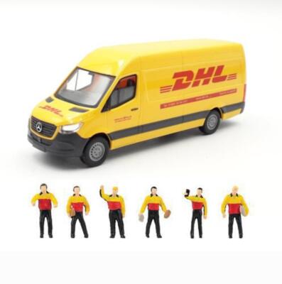 HO 1/87 BUSCH MB Sprinter DHL High-Roof Cargo Van+FALLER