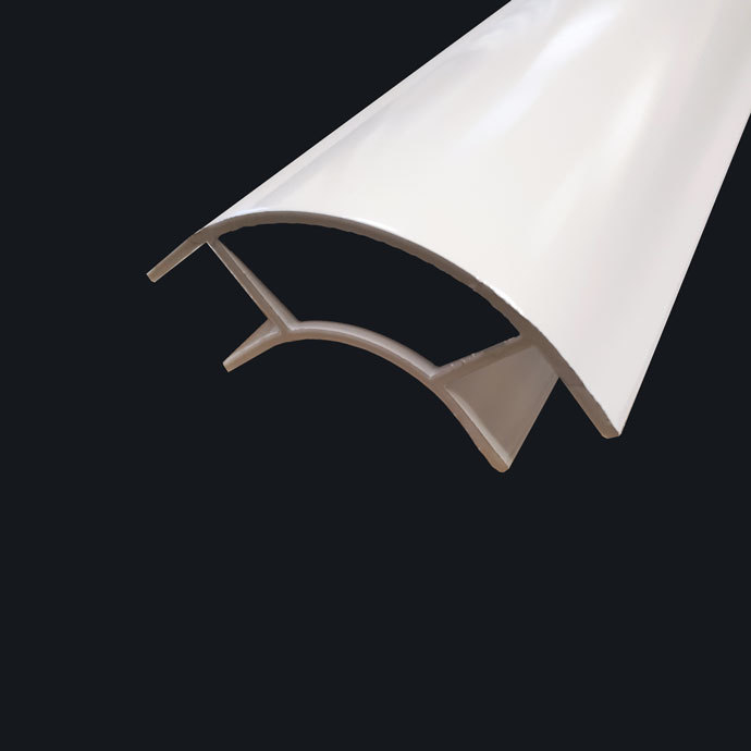 2400mm - WHITE ALUMINIUM CURVED CORNER PROFILE FOR 15mm BOARDS CAMPERVAN