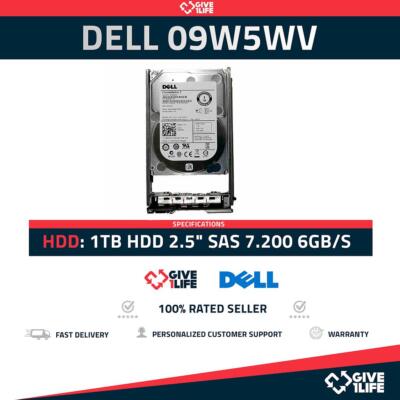 SPECIAL LOT DELL 09W5WV 1TB HDD 2.5'' SAS-2 6GB/S 7.2K 64M+ CADDY 651687-001