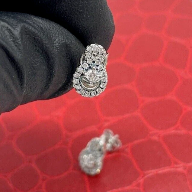 ORECCHINI COCCINELLE ARGENTO 925 RAGAZZA DONNA A BOTTONE CON PUNTILUCE BRILLANTI - Immagine 3 di 4