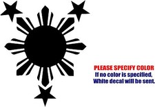 Philippines Sun  Stars Decal Sticker JDM Funny Vinyl Car Window Bumper Truck 9"