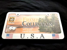 1x USA American US FLAG United States CHROME STAINLESS STEEL LICENSE PLATE FRAME
