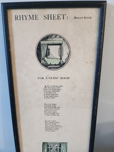 Antikes gerahmtes Broadsheet Gedicht: Für ein Gästezimmer, 1912 - Bild 2 von 12