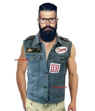 TOMMY CHONG VEST with PINS denim waistcoat cheech Up In Smoke costume