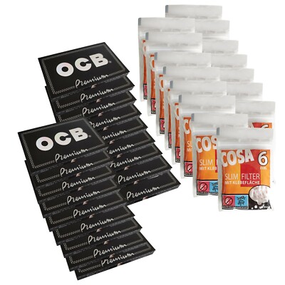 18 x OCB Schwarz Kurz No.4 (100 Blatt) + 15 x COSA Slim Filter 6 mm (120 Filter)
